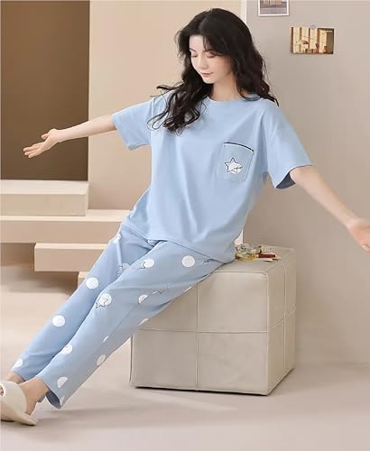 Image of Louis Luxe Womens Korean Night Dress || Full Pyjama Set ||Korean Nightsuit || Women Nightwear ||Round Neck Full Sleeve Nightsuit || Loungewear || Everyday Nightdress (ND-10)