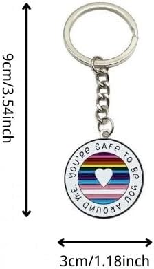 You're Safe To Be You Around Me Keychain – LGBT Pride Keychains, Ally Keychains, Safe With Me Affirmation Gift, Rainbow Accessories, Supportive LGBTQ+ Merchandise 2pcs - Image 2