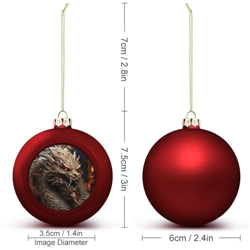 Dragon de Noël doré rouge : suspension incassable pour décoration de sapin festif - 3