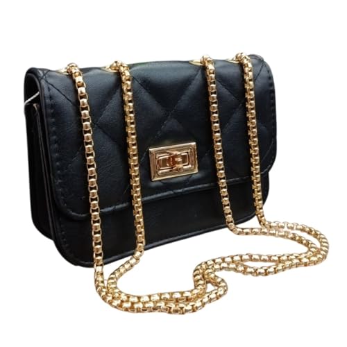 Bolsa de Ombro e Transversal Matelassê Elegante com Corrente Dourada (M)