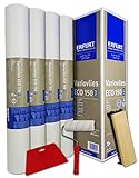 WACOLIT-SET 4 Rollen 75m² ERFURT Eco Vlies 150g inkl. Tapetenglätter + Kleisterroller + Bürste, Variovlies Malervlies überstreichbare Vliestapete