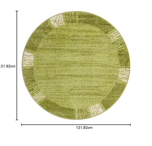 Image of Unique Loom Del Mar Collection Area Rug- Transitional Inspired with Modern Contemporary Design(4' 1 Round, Green / Beige)