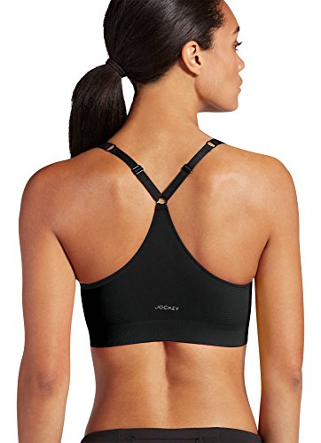 Jockey Women's Activewear Mid Impact Molded Cup Seamless Sports Bra, Black, M #TOP2