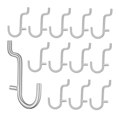 HOLIDYOYO Pegboard Hook Organizer Set 40 Piece Heavy Duty Hooks Cup Holders Wall Mount Storage for Tools Craft Room Garage Home Stainless Steel