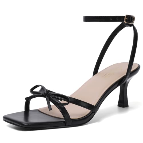 Image of Mostrin Womens Sandals Strappy Heels for Women Ankle Strap Lace Up Heels Square Open Toe Heels Tie Up Stiletto High Heeled Sandals for Prom, Party, Daily Wear