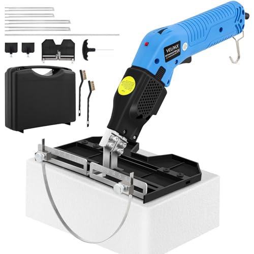 Couteau Électrique à Chaud pour Découpe de Mousse, avec Base Ranurée Ajustable, Température Réglable 0-600℃, Trancheuse Electrique avec Refroidissement à l'Air pour Polystyrène, EPS, XPS