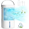 Aire Acondicionado Portatil, Enfriador de Aire de 900 ml, 5 en 1 Mini Aire Acondicionado,90° Oscilación, 3 Velocidades de Ventilador, 2 Modos de Pulverización, Luz LED, Con Asa, Hogary, Oficinas