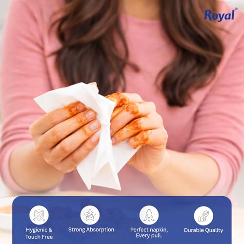 Image of Royal Cutie 1-Ply Tissue Paper Napkins for Dining Table |Pack of 6 (90 Pulls Per Pack, 540 Sheets) | Extra Soft Paper Tissue, Perfect for Events, Parties, & Everyday Use