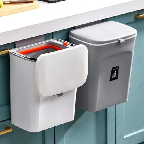 Caneca de basura blanca para colgar en pared, 9 litros miniatura 4