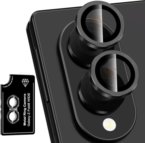 Image of Pack 2 - Camera lens Protector Ring Compatible with Samsung Galaxy Z Fold 8 Wide 5G Camera Tempered Glass Aluminum Alloy Rings, Ultra-HD Metal Frame- Black