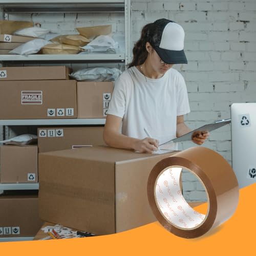 OFITURIA Paketklebeband, Braunes Klebeband, Packband für Umzugskartons und Sendungen, Verpackungsklebeband, Sicheres und Widerstandsfähiges Paketband (38mmx66m, 1 Rollen)