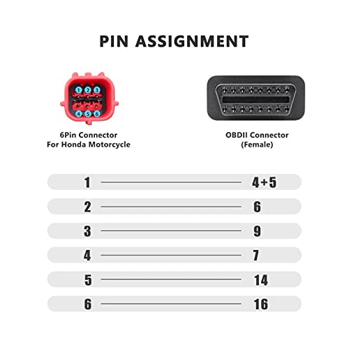 Motorcycle OBD 16pin to 6 pin Diagnostic Extension Cable for Honda Motorcycle 6 pin to OBD Adapter Scanner Reader Converter