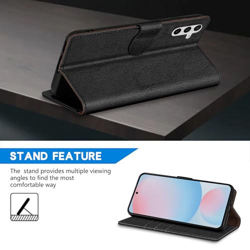 Image of ZZXX for Samsung Galaxy S25 Wallet Case with [RFID Blocking] Card Slot Kickstand Magnetic Closure Leather Flip Fold Protective Phone Case for Samsung Galaxy S25 5G Case Wallet(Black-6.2 inch)