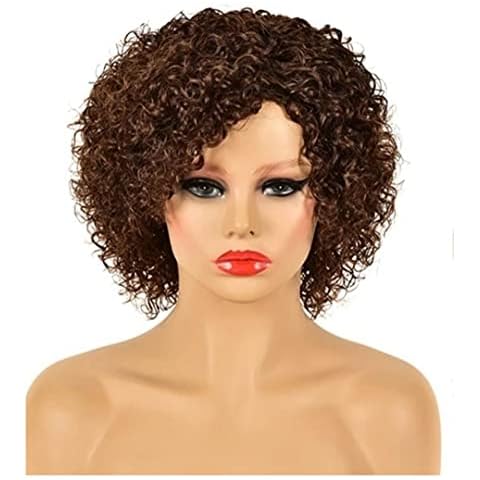 Anna & Sam 100% Brazilian Remy Human Hair Water Wave 8 Inches Curly Wig (#4)| Free Wig bag & Hair Net Cover