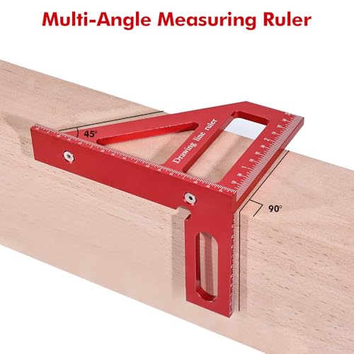 Draxzor 3D Multi-Angle Measuring Ruler, Precision Imperial 45/90 Degree Woodworking Square, Aluminum Alloy Miter Triangle Ruler and Layout Measuring Tool for Engineer, Carpenter, Construction Use - Image 4