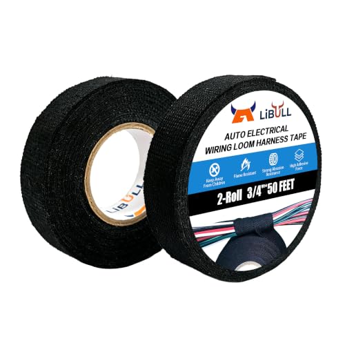 LiBull Wire Harness Tape, 3/4 Inch x 50FT Cloth Electrical Tape 2-Roll