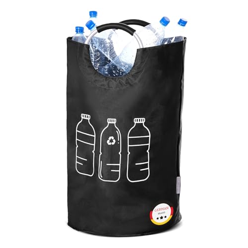 WELLENBORG® Contenitore pieghevole per bottiglie di pegni nero – raccoglitore di bottiglie impermeabile grande cestino – Vetrato vuoto bottiglie di stoccaggio