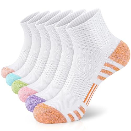 Image of Airacker Athletic Quarter Socks with Cushion Running Ankle Socks for Men Women 6 Pairs