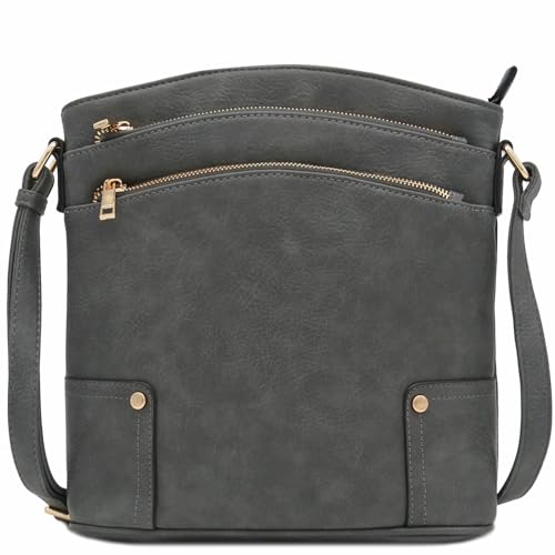 Image of ALYSSA Triple Zip Pocket Large Crossbody Bag