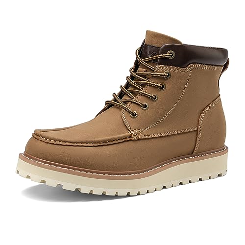 Bruno Marc Men's Moc Toe Boot Fashion Comfort Casual Wedge Boots 9.5 Brown