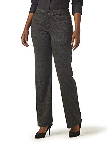 Riders by Lee Indigo Women's Ponte Knit Pant, black/Grey Herringbone, 8
