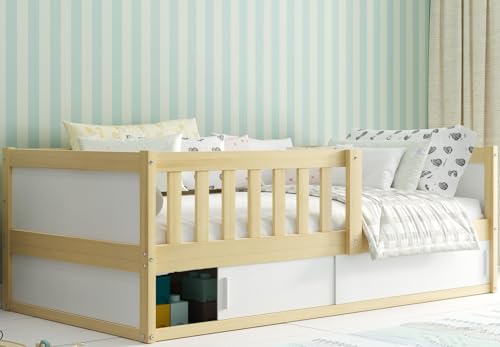Interbeds Kinderbett Bodenbett Holzbett Einzelbett Montessori mit Rausfallschutz mit Lattenrost 160x80cm Interbeds Kinderbett Bodenbett Holzbett Einzelbett Montessori mit Rausfallschutz mit Lattenrost 160x80cm