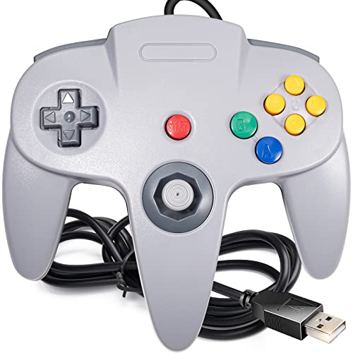 [Usb Version] Usb N64 Controller, Saffun Wired Pc Gamepad [3D Analog Stick] For Windows Pc Ios Mac Linux Raspberry Pi Genesis Higan Project 64 Retropie Openemu Emulator (Plug & Play) (Grey) #TOP21