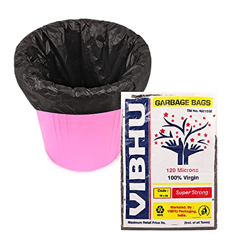 Image of VIBHU Plastic Dustbin Bag (Black) - Pack of 50 (Small)