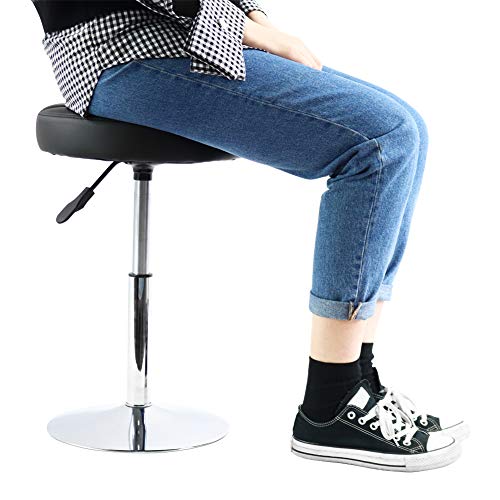 FURWOO Short Round PU Leather Shop Stool - Padded Stool for Salon,SPA,Manicure and Vanity - Small Black - Image 7