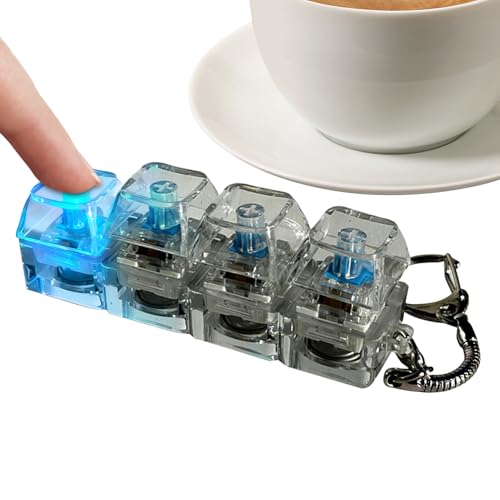 Llavero Fidget Teclado Con 4 Botones Y Luz LED - Juguete Antiestrés De Clics Mecánicos Para Aliviar La Ansiedad En Adultos Y Niños