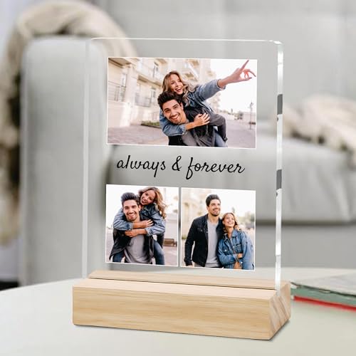Image of Giftplease Customized Photo Frame with Wooden Stand | Transparent | Personalized Couple Picture Frame Gift for Girlfriend, Boyfriend, Husband, Wife |Anniversary, Wedding, Valentine s Day C 10
