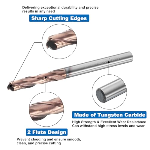 Image of HARFINGTON 5 Pcs Ball Nose End Mill 2 Flute 1 /8 inch Diameter 1 /8 inch Shank Tungsten Carbide TIN Coated Spiral CNC Router Bits 0.59 inch Cutting Length Single End Ball for Carving Engraving Grinding