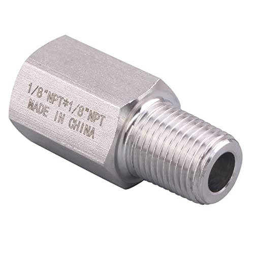 Image of Forged Reducer Adapter Fitting - Stainless Steel 304 Reducing Pipe Connector, 1 /8 inch NPT Female x 1 /8 inch NPT Male (pack of 2)