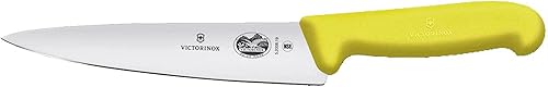 Victorinox 5.2008.19 Fibrox Pro - Cuchillo para tallar carne, rebanar y cortar en cubitos carnes, verduras o frutas, hoja recta en amarillo, 7.5