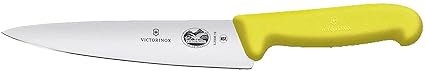 Victorinox Swiss Fibrox Carving Knife, Stainless Steel Vegetable & Fruit Cutting Straight Blade Knife for Professional and House Use, Yellow, 19 Cm, Swiss Made