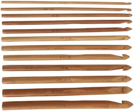 VINGVO 12Pcs Crochet Hooks Set 3-10mm with Ergonomic Bambusoideae Handle for Knitting Hats Scarves Gloves Sweaters Socks Shoes — view 7