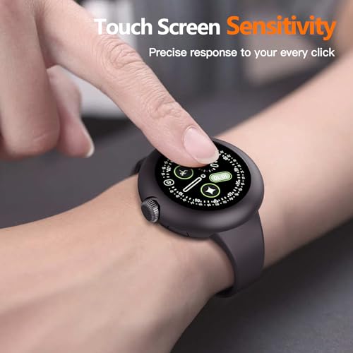 Image of Misxi 2-Pack Shockproof Case with Screen Protector Compatible for Google Pixel Watch 4 (2025) 41mm, Direct Charging High Sensitivity Curved Protective Cover with Tempered Glass for Pixel Watch 4, Black