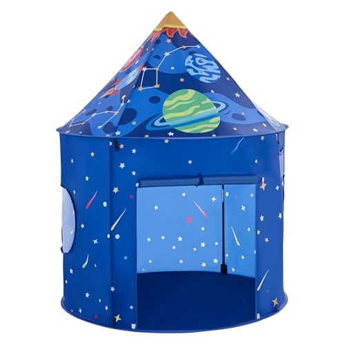 Hallo Deer Rocket Ship Kids Play Tent with Star, Foldable Pop Up Tent Kids, Castle Kid Tent Indoor Outdoor Fun & Imagination, Toddler Tents Indoor Gifts for Baby Boys Girls