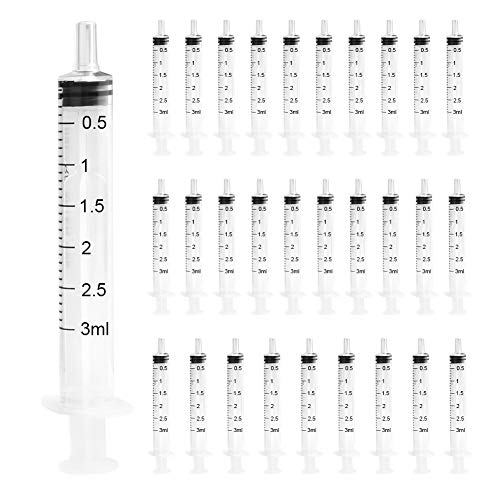 30x Disposable Plastic 3mL Injector Syringe No Needle For Lab Nutrient Measuring, Liquids Preparing, Ink Adding, Dog/Cat/Mouse Feeding Nursing Tools, One Time Use, 3cc, 30Pcs Lot