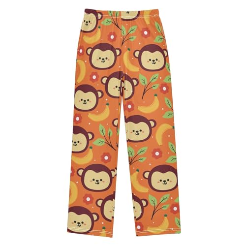 ZZXXB Lovely Monkey and Banana Boys Long Pants Soft Trousers Elastic Waist Kids Lounge Bottoms with Pockets S-XL