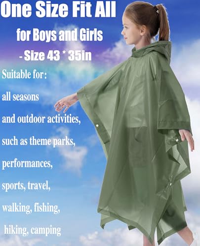 Image of Rain Poncho for Kids(2 Pack) Waterproof Reusable EVA Raincoat One Size Rain Jackets for Children,Boys and Girls