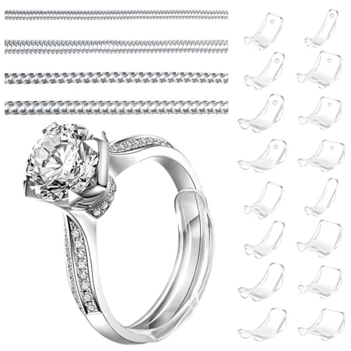 20 Stück Ringverkleinerer Unsichtbar Silikon Ring Verkleinerung für Breite Ringe Unsichtbarer Ringgrößenversteller für lose Ringe Männer und Frauen, Ring Kleiner Machen