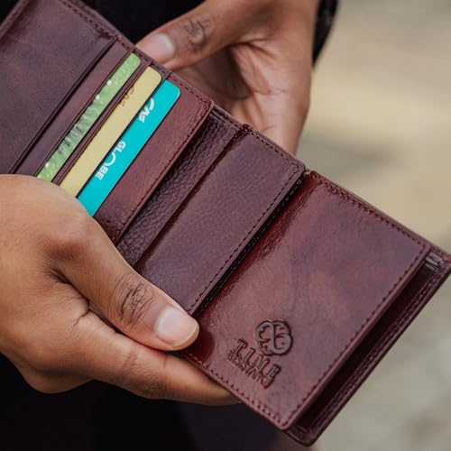 Image of Time Resistance Leather Men's Wallet - Minimalist Wallet Design with Credit Card Holder, Magnetic Coin Holder, and Cash Slots (Brown)