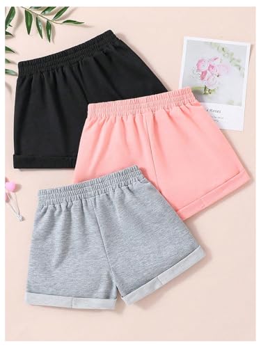 WDIRARA Girl's 3 Pack Elastic Waist Shorts Summer Casual Workout Shorts2