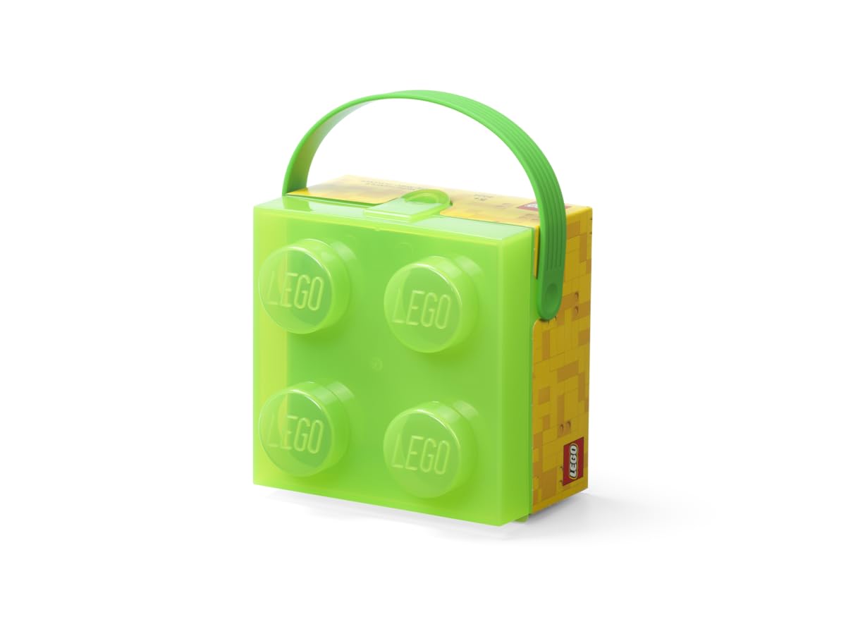 Room Copenhagen LEGO Box with Handle, Portable Storage Box, Translucent Light Green (Translucent Green)