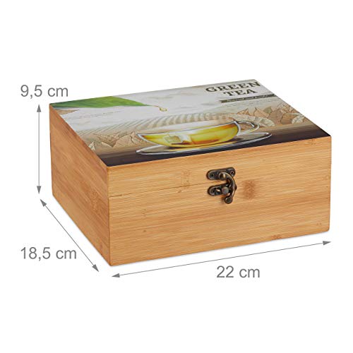 Boîte à thé en bambou avec couvercle de protection et 6 grands compartiments de tri - 5