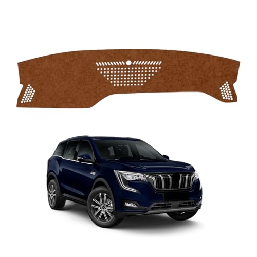 Image of Car Dashboard Cover Compatible with Mahindra XUV700 2021-2025 All Variants | Dustproof, UV Resistant | All-Weather Protection | Custom Fit Car Accessories (Brown)