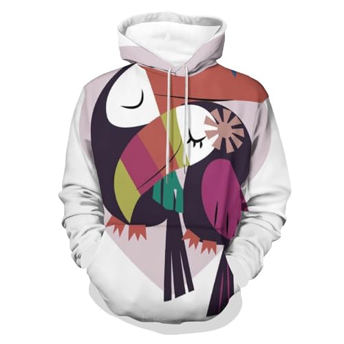 Unisexe hoodie caricature de l'oiseau avec manches longues
