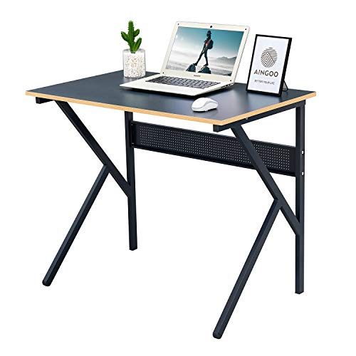 Aingoo Computer Desk 55CM Mesa de Escritura de Estudio para Oficina en casa, Escritorio de PC de Estilo Moderno y Simple, Marco de Metal en Forma de K, Negro-Azul