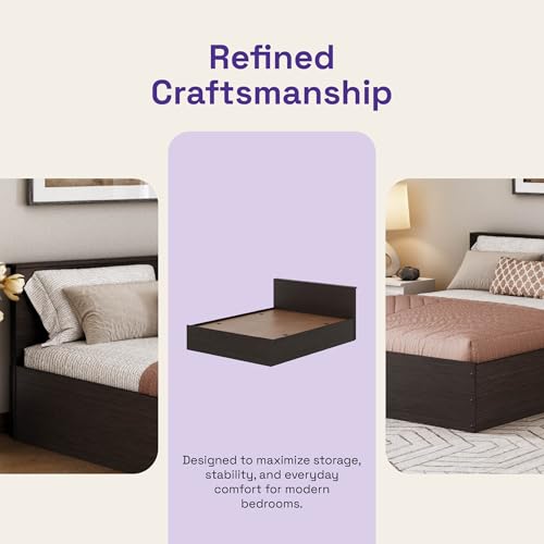 Image of Wakefit Bed | 1 Yr Warranty | Bed Queen Size, Comes with Storage Box, Noise-Free, Density: 680-750 kg /m, Termite & Borer Resistant, Fits Mattresses Up to 8 Inches (Taurus 78 x 60 - Wenge)